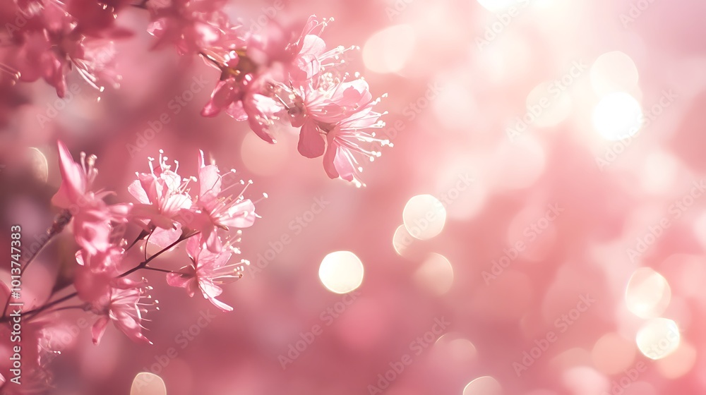 Colorful Bokeh Lights on flowers pink Background. Party, Holiday, Festival. Colorful Bokeh Lights on flowers pink Background. Party, Holiday, Festival.