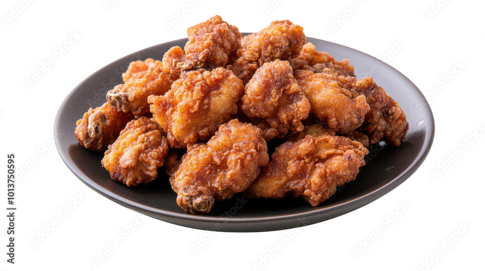 Crispy Fried Chicken Wings on a Black Plate Crispy Fried Chicken Wings on a Black Plate