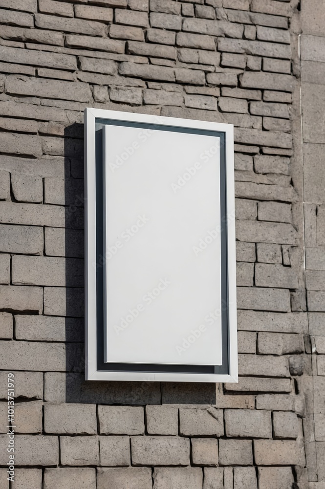 Blank white horizontal billboard on building wall. Mockup advertising board, digital display, showcase with urban background Blank white horizontal billboard on building wall. Mockup advertising board, digital display, showcase with urban background