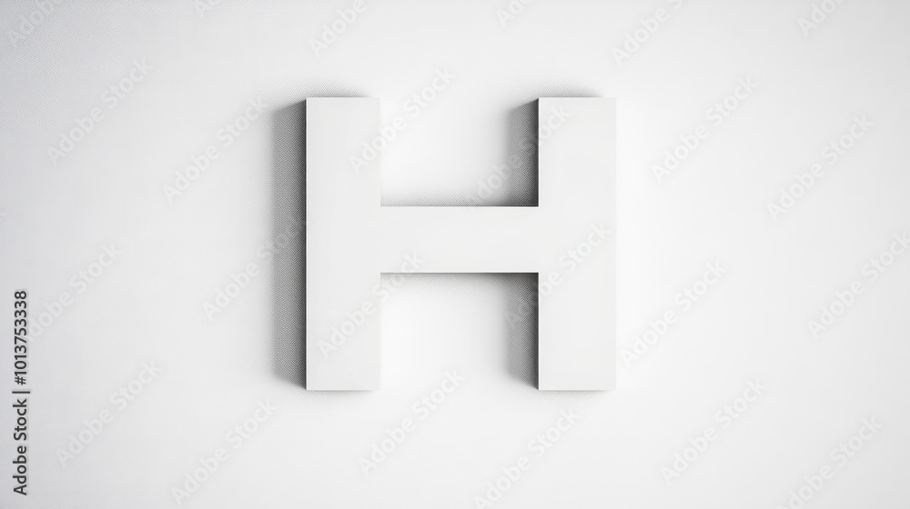 The letter H in white, against a white background. The letter H in white, against a white background.