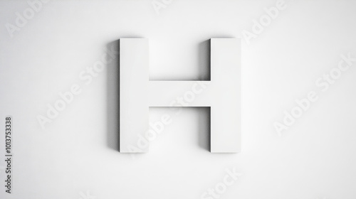 The letter H in white, against a white background.