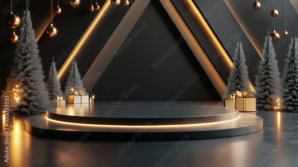 Simple and sophisticated New Year theme, elegant geometry with soft glows