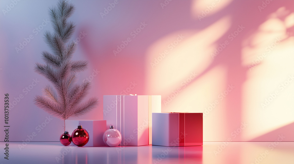 Sleek New Year design, soft glow and abstract geometry, simple yet elegant minimalism