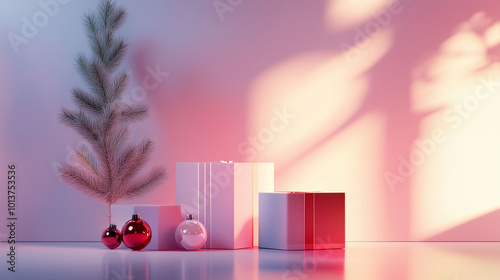 Obraz na płótnie Sleek New Year design, soft glow and abstract geometry, simple yet elegant minimalism w salonie