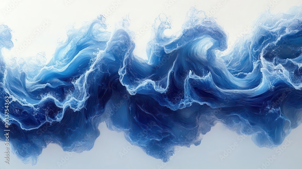abstract sea wave captured on a clean white background showcasing flowing shapes and vibrant blues conveying movement and the beauty of oceanic elements abstract sea wave captured on a clean white background showcasing flowing shapes and vibrant blues conveying movement and the beauty of oceanic elements