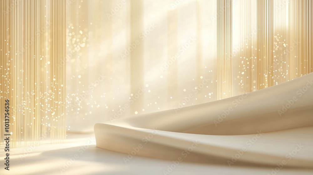 Minimalist New Year concept with elegant lines and abstract geometry, subtle gold lighting, serene backdrop