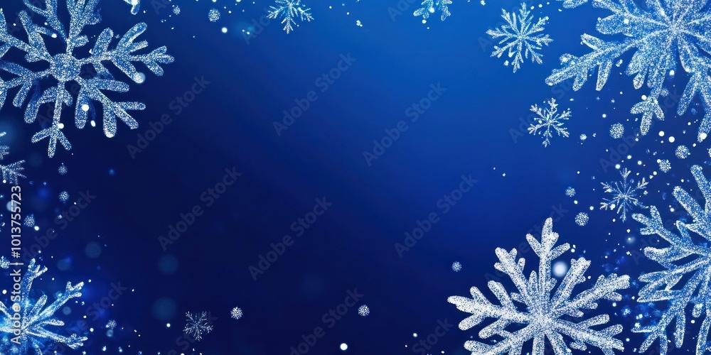 Blue background with white snowflakes falling, ideal for winter, Christmas, or holiday themes. Blue background with white snowflakes falling, ideal for winter, Christmas, or holiday themes.
