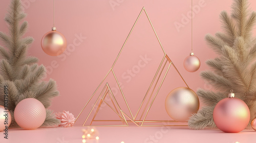 Obraz na płótnie Chic New Year aesthetic, minimalist lines and abstract geometric design, glowing gold accents w salonie