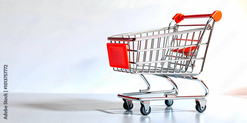 3D Digital Shopping Cart with Cyber Monday Sale Highlights on a Plain Clean Background - Minimalistic Design Focused on Sale Factors