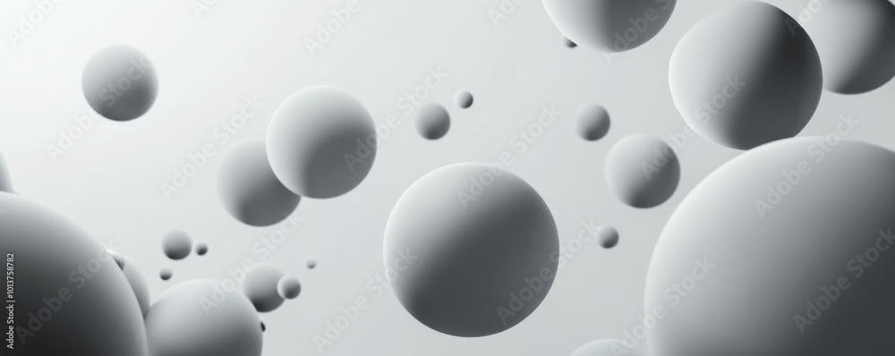 Floating spheres in abstract space, minimalist design concept Floating spheres in abstract space, minimalist design concept