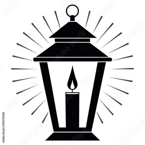  A candle lantern with light rays vector illustration.