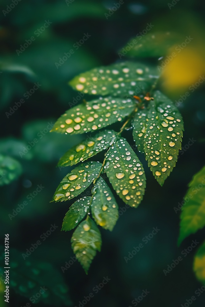 Close up of dew drops on green leaves, nature background, fresh morning, nature photography Close up of dew drops on green leaves, nature background, fresh morning, nature photography