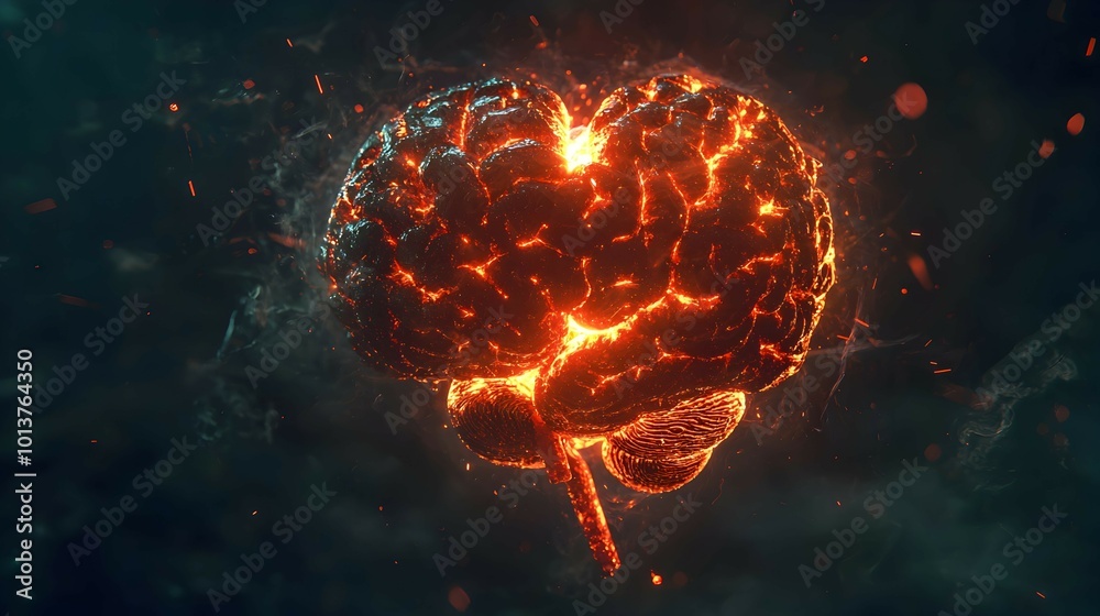 Glowing Heart Symbol Connected to Brain Imagery Glowing Heart Symbol Connected to Brain Imagery
