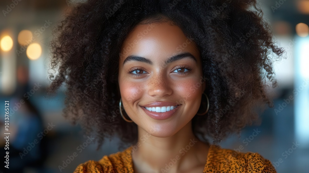 blasian female businesswoman smiling while engaging in a video call at a bright creative office radiating confidence and positivity in a modern dynamic workplace setting blasian female businesswoman smiling while engaging in a video call at a bright creative office radiating confidence and positivity in a modern dynamic workplace setting
