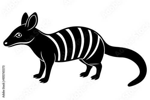 Numbat Small Marsupial with a Striped Back and Long Snout Silhouette Vector Illustration