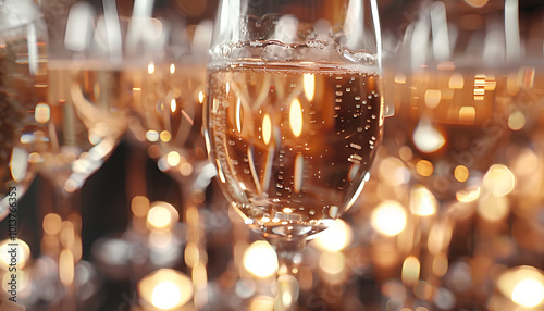 Wallpaper Mural Many glasses of champagne on blurred background, closeup Torontodigital.ca