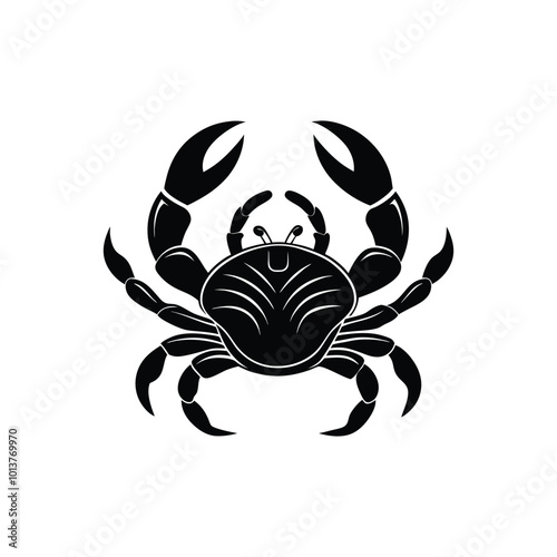 Silhouette of a black crab on a white background.  photo