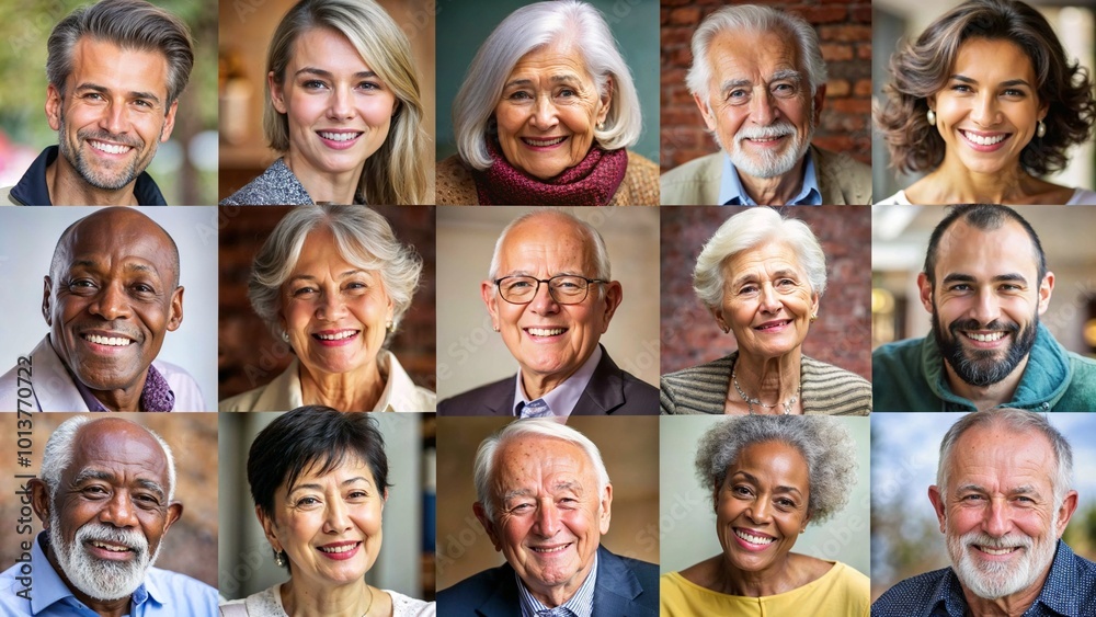 Wisdom and experience collage, diverse older adults, rich experiences and insights, warm background Wisdom and experience collage, diverse older adults, rich experiences and insights, warm background