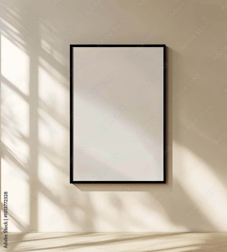 An empty frame on a light wall, highlighted by the play of sunlight and shadows, evoking minimalist aesthetics. An empty frame on a light wall, highlighted by the play of sunlight and shadows, evoking minimalist aesthetics.