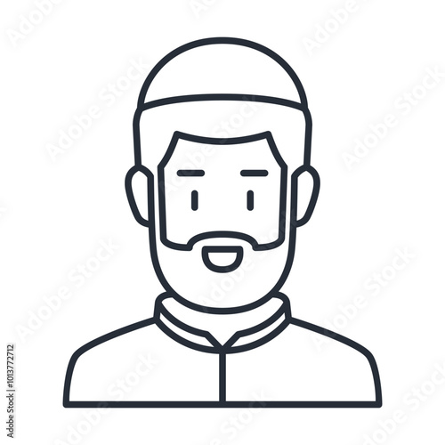 Muslim man Line icon. Male faceless avatar vector illustration.