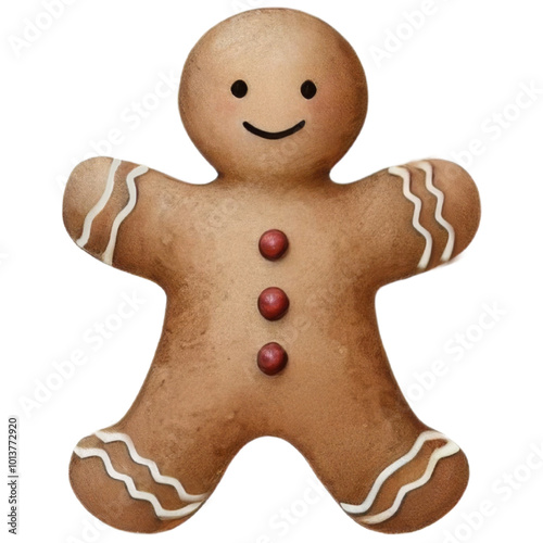 Gingerbread man cookie, Watercolor illustration isolated on transparent background.
