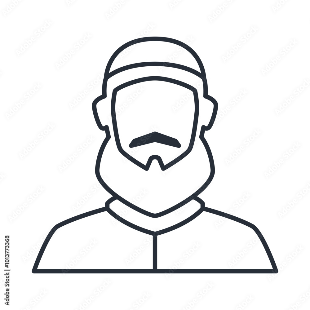 Muslim man Line icon. Male faceless avatar vector illustration.
