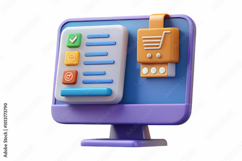 3D Plain Background of Desktop Monitor Displaying Cyber Monday Shopping List with Discounted Prices - Minimalist Focus on Shopping Experience 3D Plain Background of Desktop Monitor Displaying Cyber Monday Shopping List with Discounted Prices - Minimalist Focus on Shopping Experience