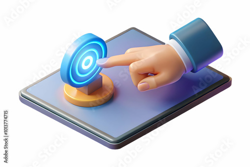 Wallpaper Mural Flat Close-Up of Hand Tapping Futuristic Holographic Product Options: Macro Shot for Cyber Monday Shopping Display with Glowing Effects Torontodigital.ca