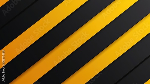 Black and yellow diagonal striped vector background, a danger warning sign pattern. 