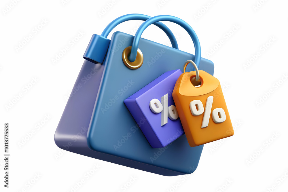 3D Floating Shopping Bag with Cyber Monday Discount Tag - Sleek Ecommerce Icon Isolated on White Background for Retail Sales Promotion 3D Floating Shopping Bag with Cyber Monday Discount Tag - Sleek Ecommerce Icon Isolated on White Background for Retail Sales Promotion