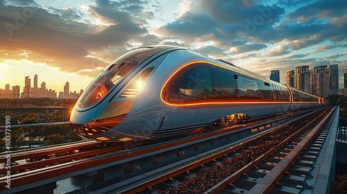High speed modern train in ...