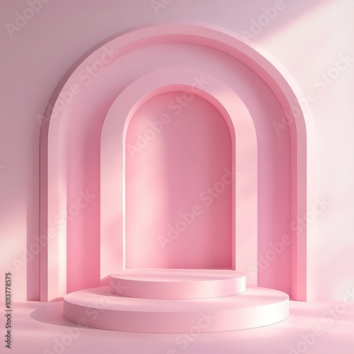 Abstract scene podium mockup. Award ceremony concept. 3d render