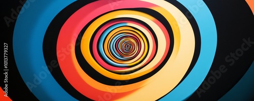 Colorful spiral vortex with vibrant concentric circles, abstract art. Modern design and creativity concept