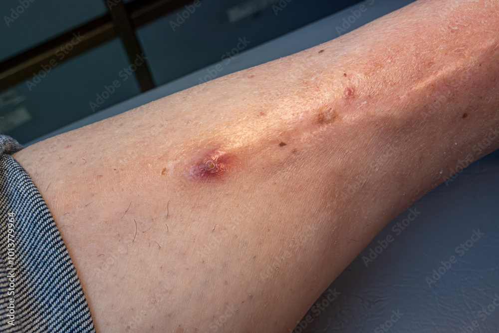 Medical themed: Female patient with calcinosis and scleroderma
