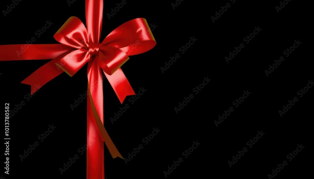 The image showcases a red gift ribbon neatly tied in a bow The image showcases a red gift ribbon neatly tied in a bow