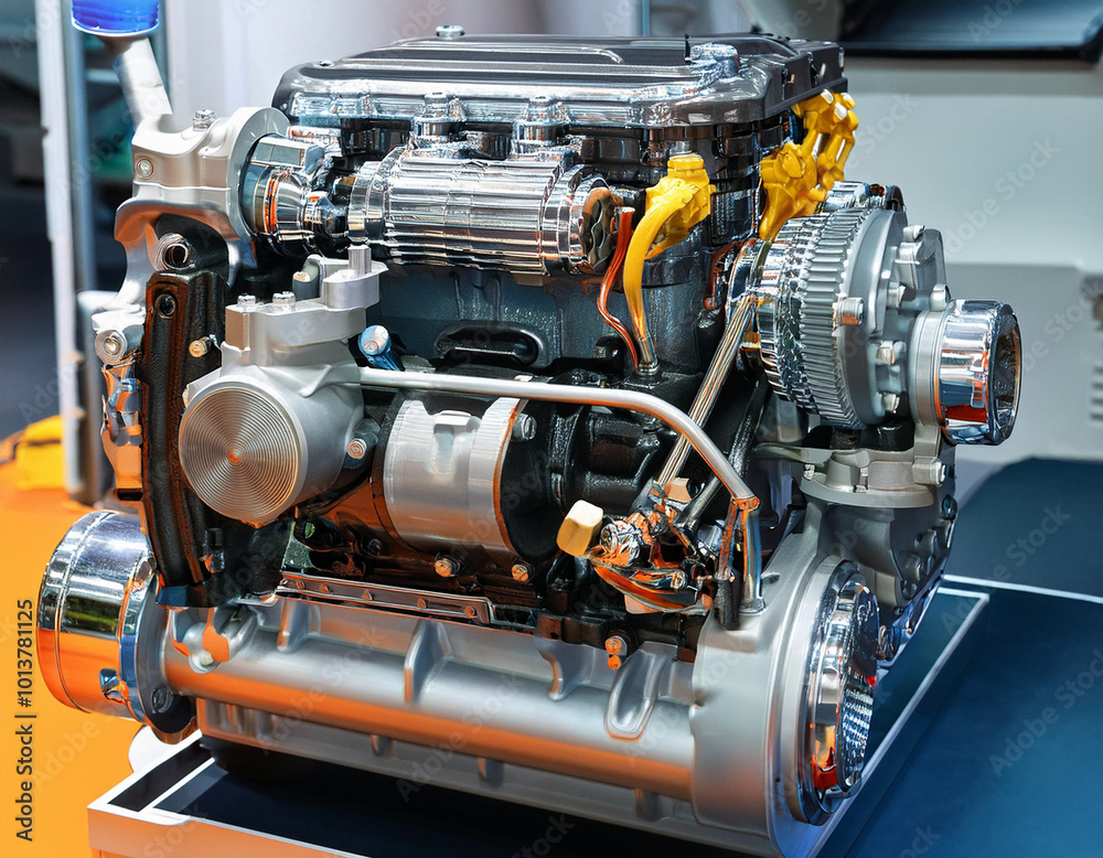 Fototapeta premium Close-up with a new diesel thermal engine