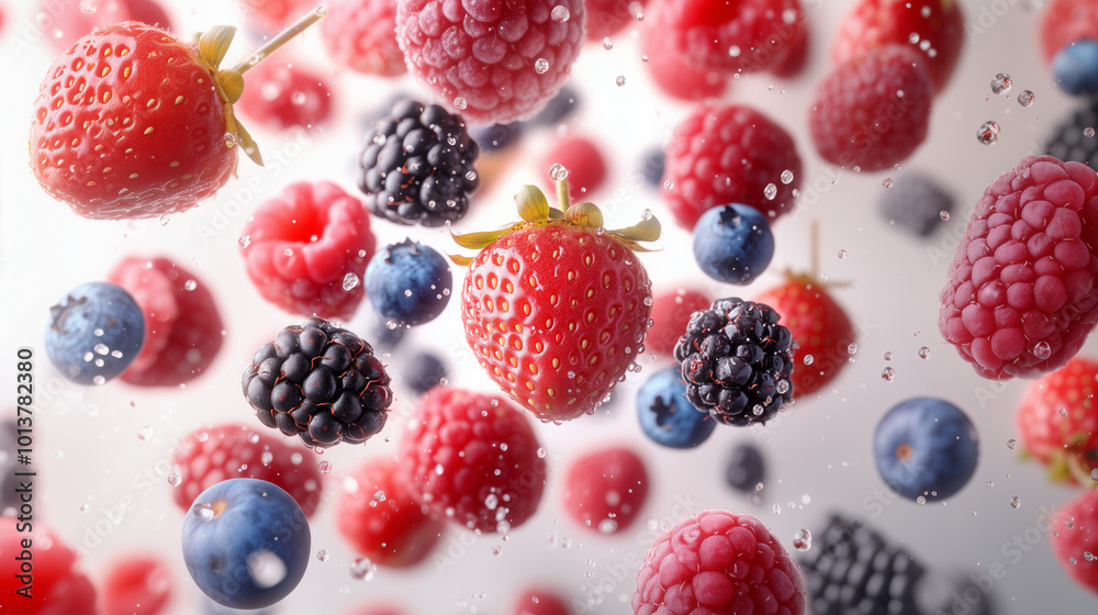 Strawberry, berries and blueberries on white background Strawberry, berries and blueberries on white background