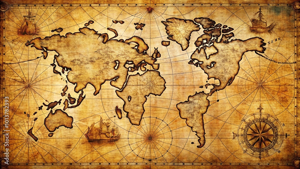 Fototapeta premium Circulus equinoctial's, historical map showing the equator and sailing ships