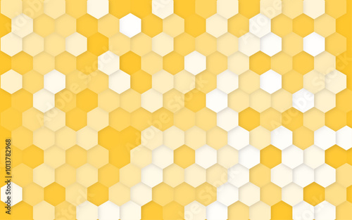 Hexagon pattern wall. White seamless hexagonal wall background.  Hexagons pattern in 3D perspective abstract background,