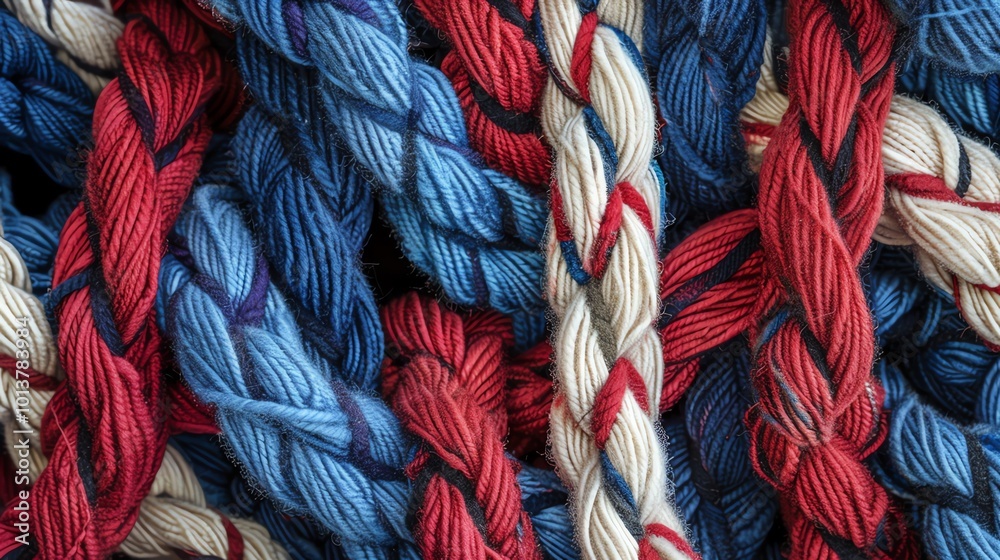 red, white, and blue wool yarn texture close-up, perfect for knitting projects or textile crafts red, white, and blue wool yarn texture close-up, perfect for knitting projects or textile crafts