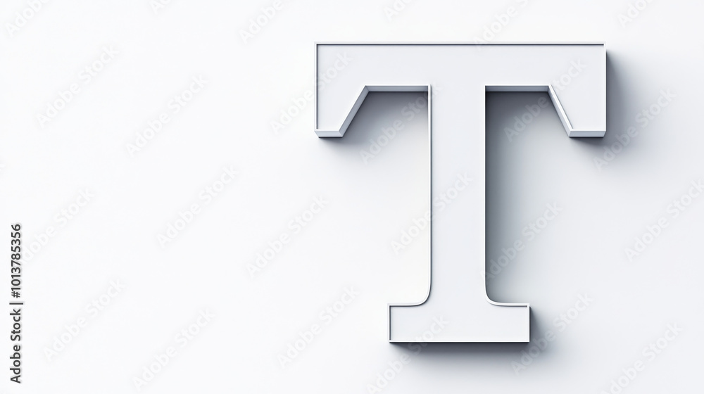 A 3D rendering of the letter T, isolated on a white background. A 3D rendering of the letter T, isolated on a white background.