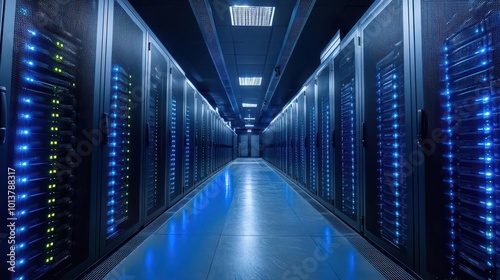 data center filled with advanced network devices operating at high performance showcasing modern technology the scene is sleek and organized emphasizing efficiency and connectivity