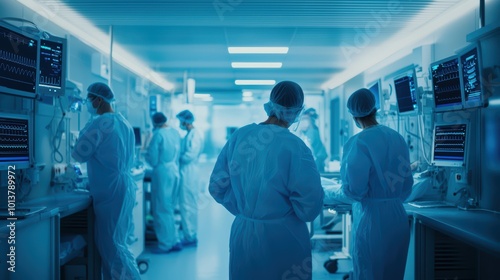 Medical professionals in a high-tech hospital environment