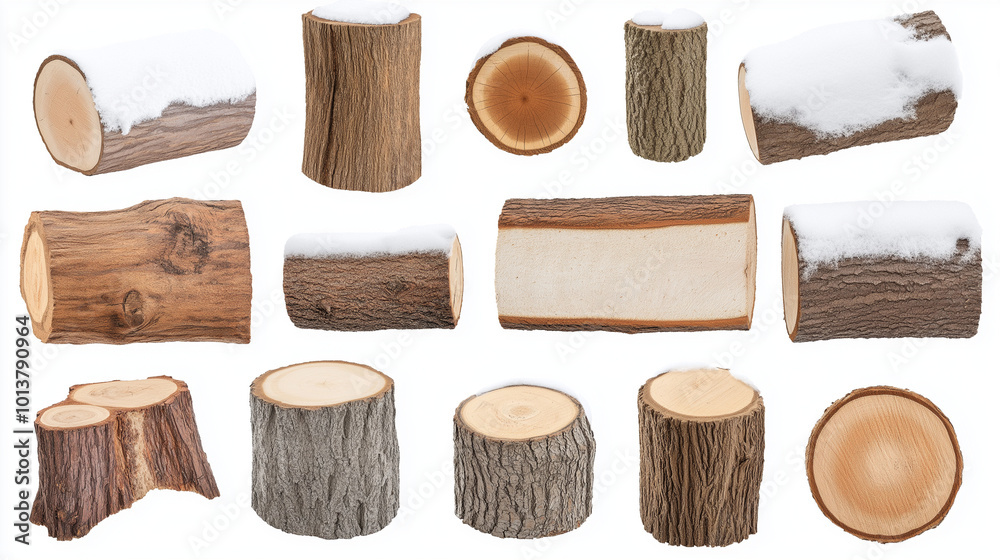 Set of cut wood logs isolated on a white background, wood texture Set of cut wood logs isolated on a white background, wood texture