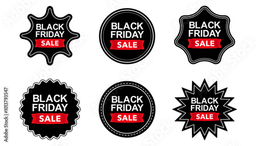 Black Friday sale vector stamp for ad. Discount coupon sticker. Illustration, logo, stamp, tag, emblem, mark or seal.