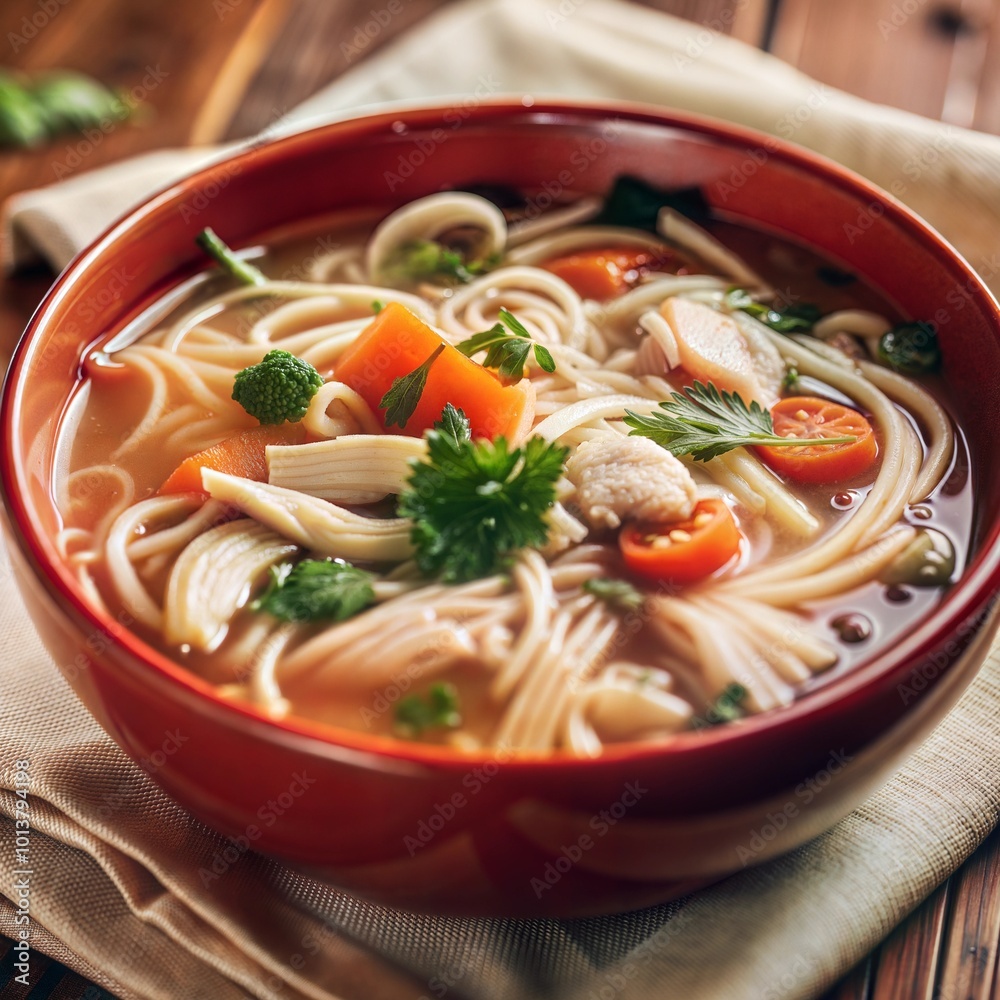 Delicious Chicken Noodle Soup Isolated on White Background for Culinary Use Delicious Chicken Noodle Soup Isolated on White Background for Culinary Use