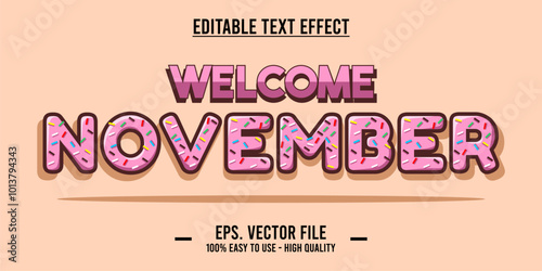 November word art illustration, editable text effect