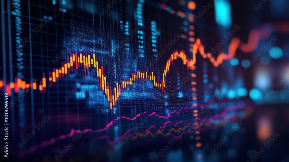 Colorful data visualization with dynamic graphs and digital interface, showcasing financial trends and market analysis. Colorful data visualization with dynamic graphs and digital interface, showcasing financial trends and market analysis.