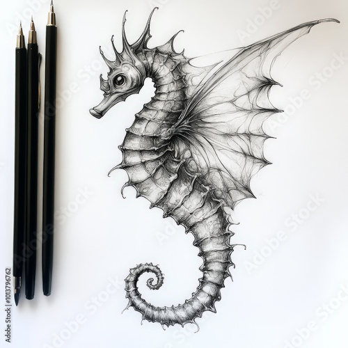 seahorse, animal, illustration, art, symbol, seahorse, golden, draw, vector, spine, tattoo, sea, design, decoration, fantasy, ornament, power