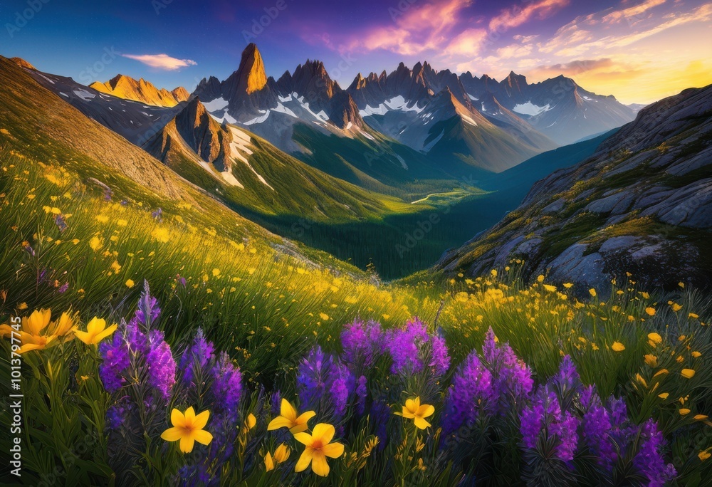 Fototapeta premium breathtaking panoramic views showcasing majestic mountain ranges under clear blue skies lush green valleys, adventure, alpine, backdrop, beauty, climb